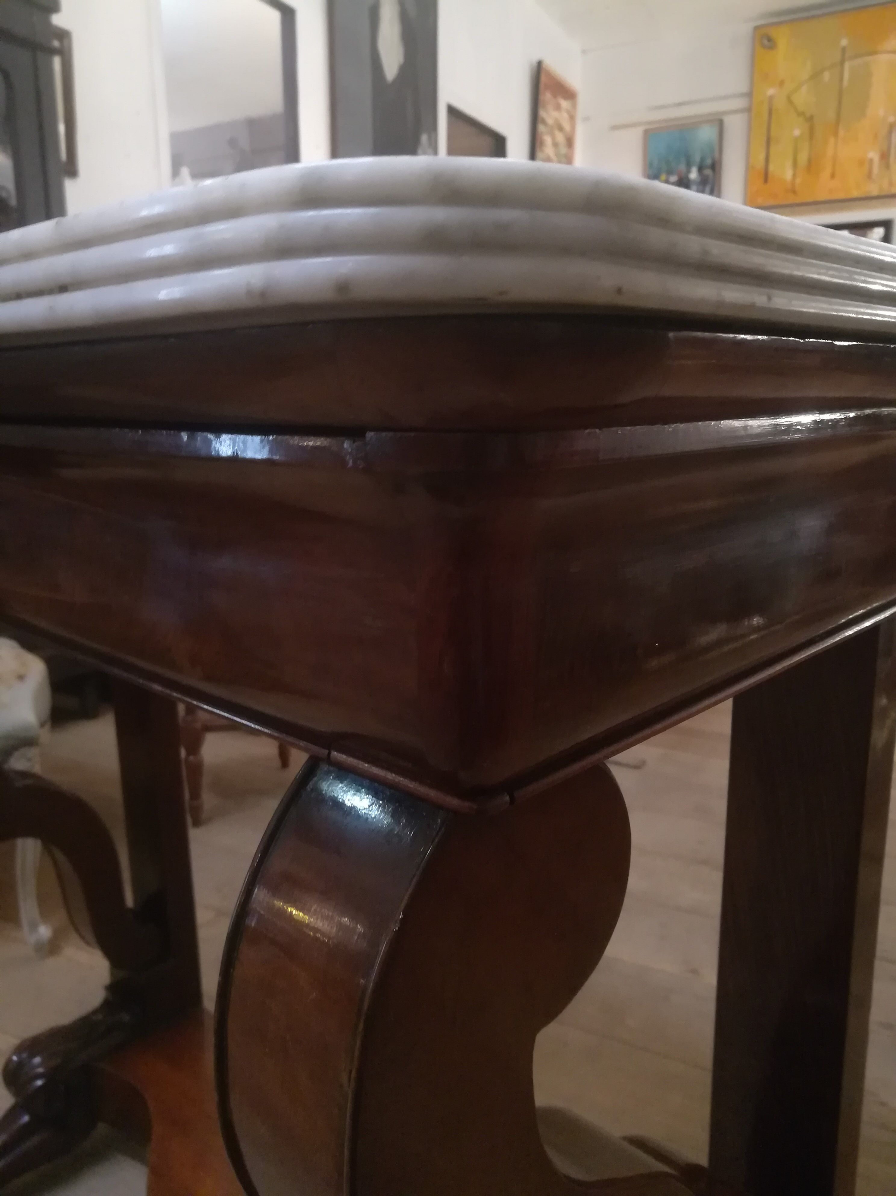 Console Restoration in mahogany and marble