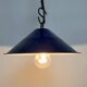 Lampe suspendue industrielle en émail bleu britannique, années 1950