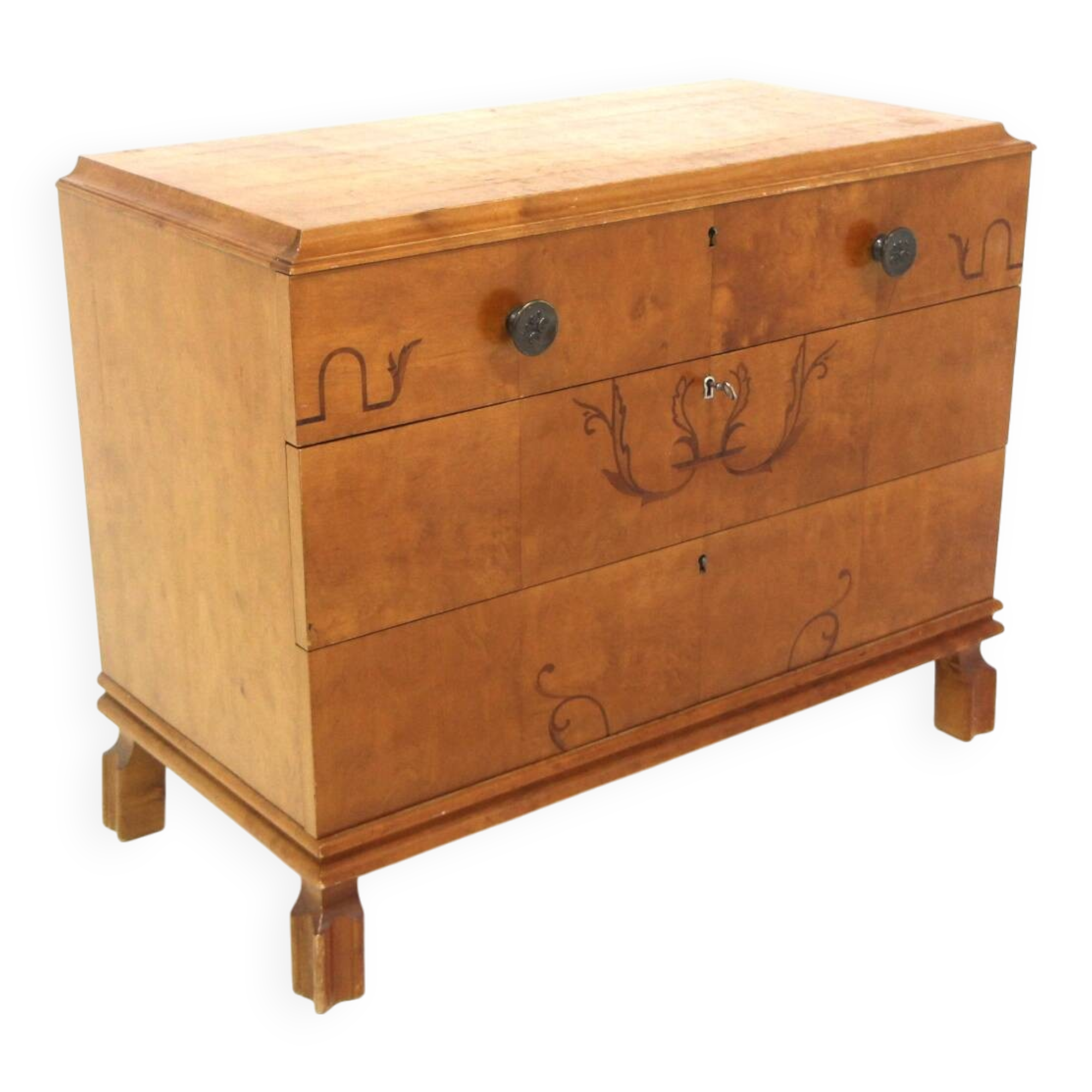 Scandinavian birch chest of drawers, Swedish modern, Sweden, 1940