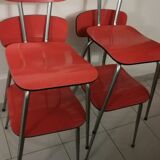 Set of 4 red formica chairs