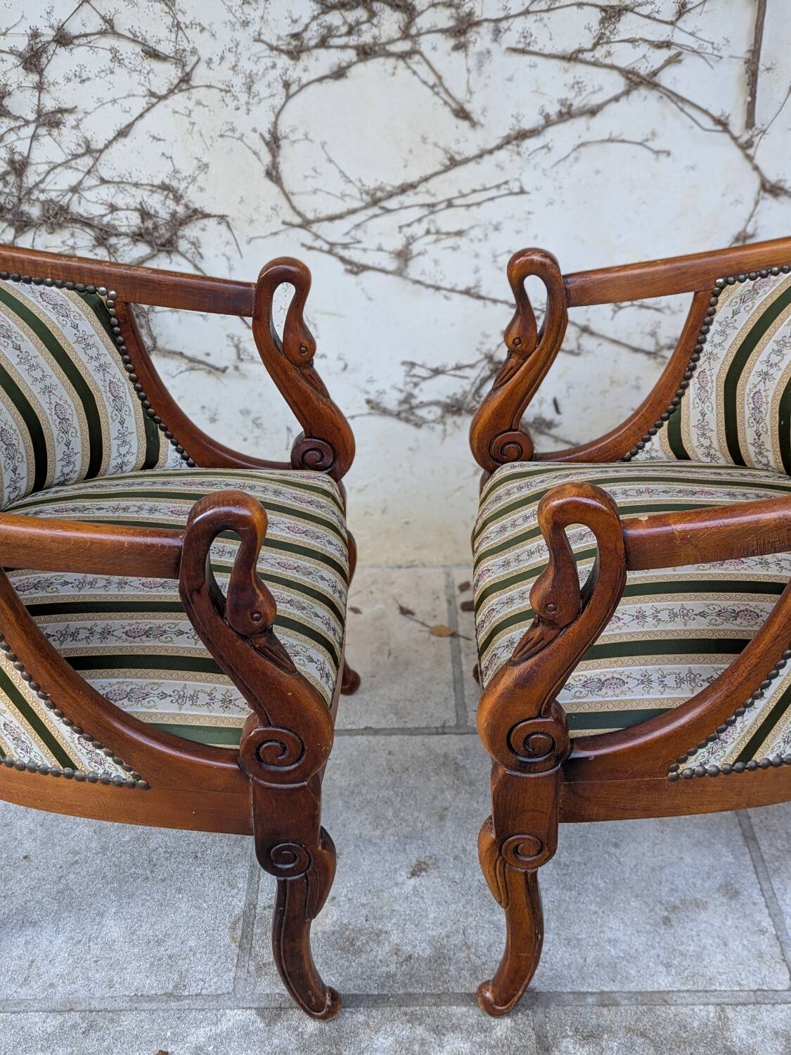Pair of "swan neck" armchairs