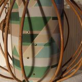 Suspension lustre rotin vintage 1950