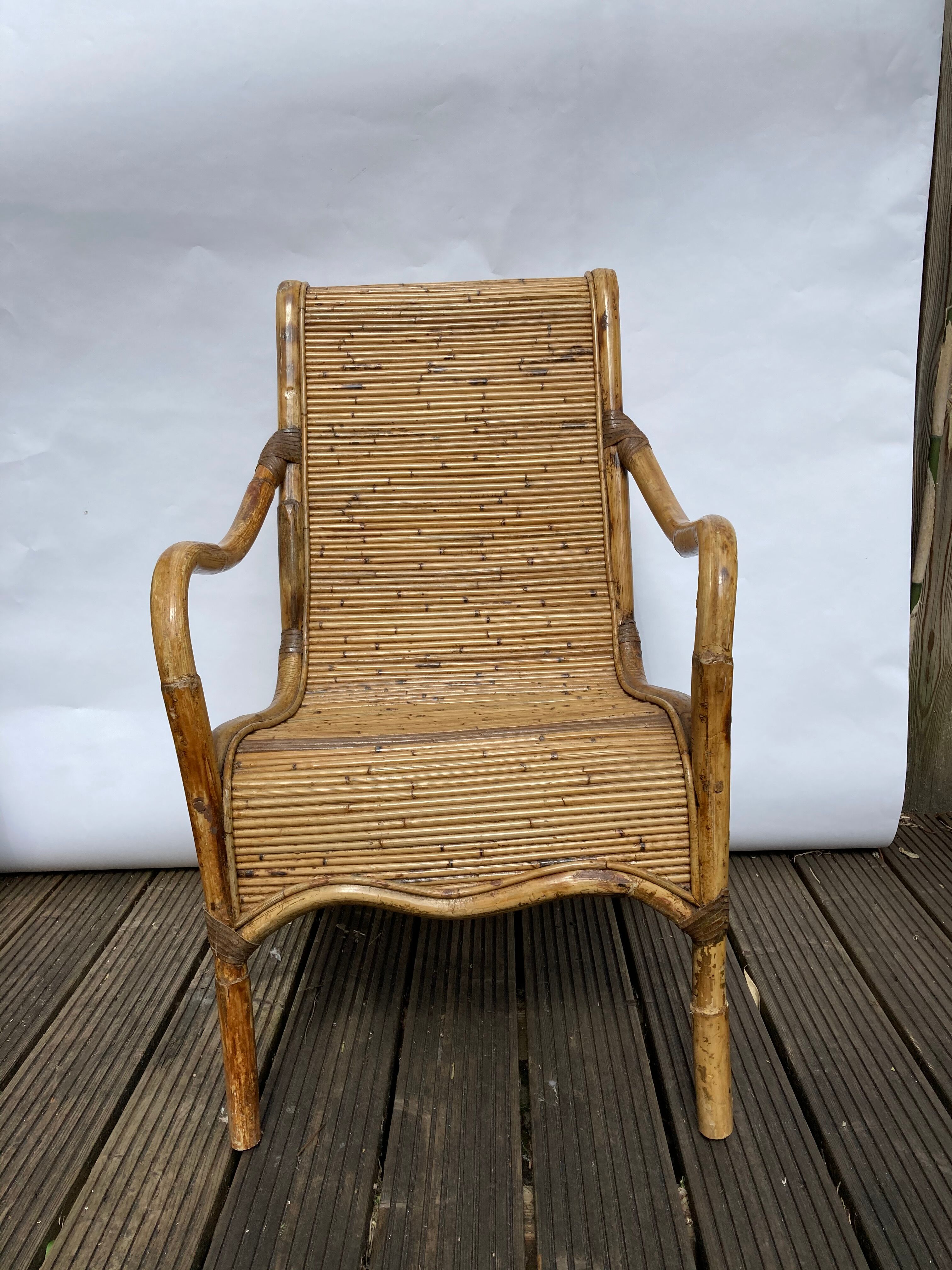 Pair of Vivai del Sud rattan wicker bamboo chairs