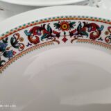 Set of 6 hollow plates in porcelain Bavaria white floral frieze 70s