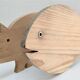 Deux planches à découper poisson cochon bois vintage