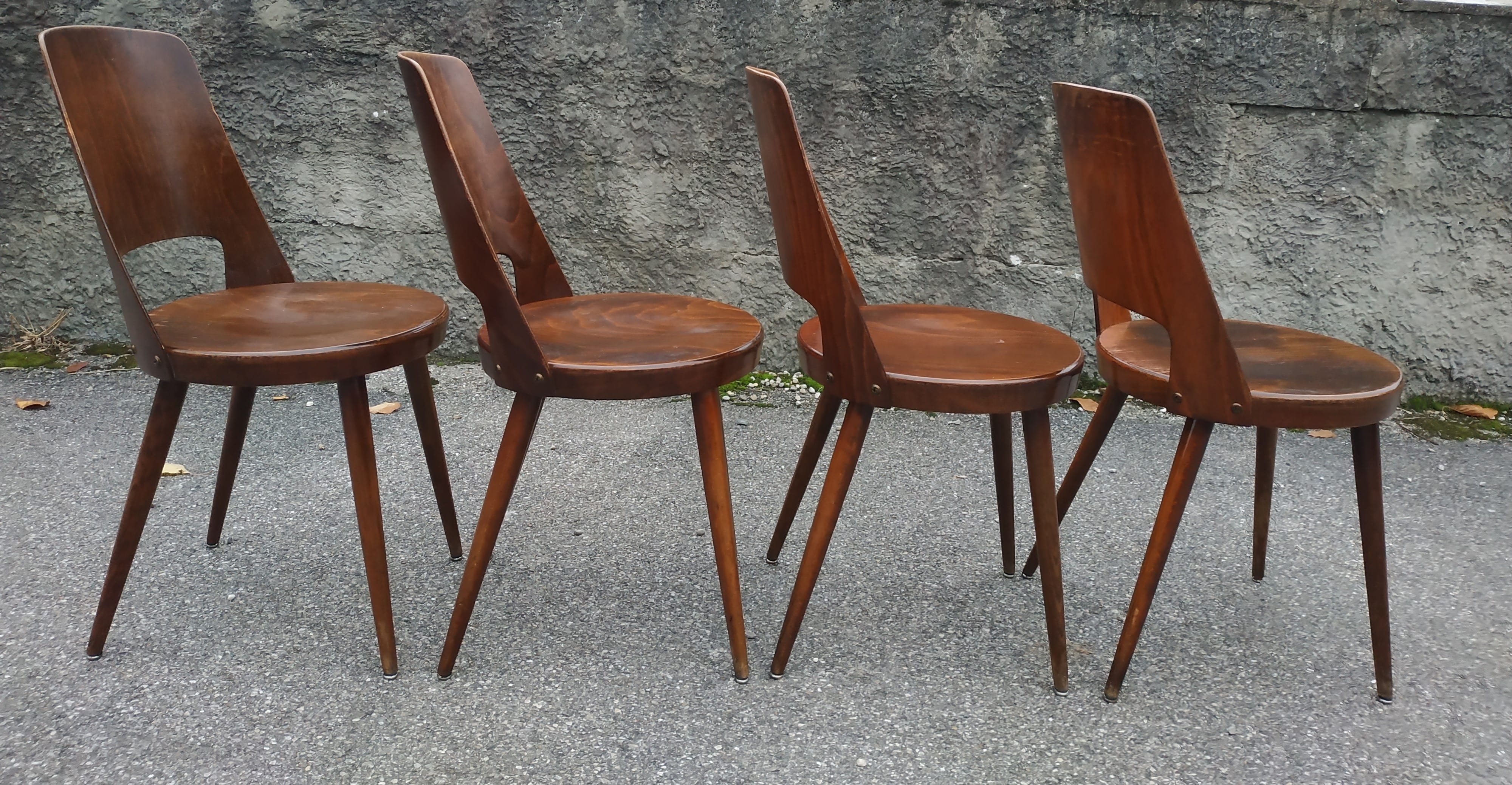 Set of 4 chairs Baumann model "Mondor" 60s