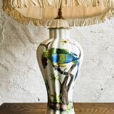 Porcelaine de Paris with exotic birds porcelain table lamp, 1950s.
