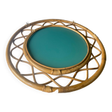 Round vintage rattan mirror