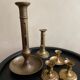 Set of 5 antique brass candlesticks – Napoleon III style / Rat de c