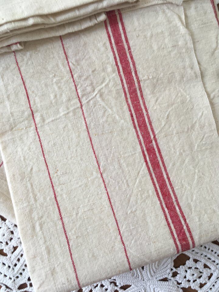 Lot of five old mismatched dishtowels