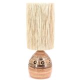 Ceramic lamp by Georges Pelletier, raffia lampshade