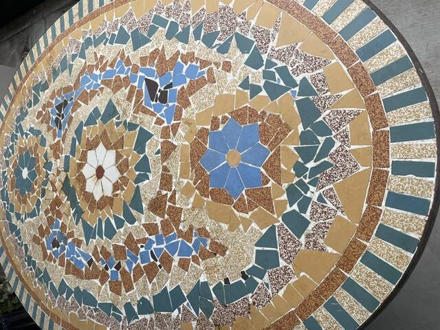Mosaic garden table, 1950s, craftsman from Drôme