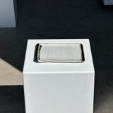Trio of small rectangular serving dishes white and black Indonesian ceramic 21x16