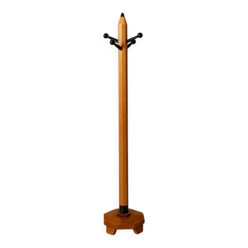 XL vintage 1980s wooden pencil coat rack, Memphis style, Italy, by Artema