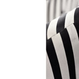 Mid-century modern Scandinavian rounded armchairs with black and white stripes, 1960s.