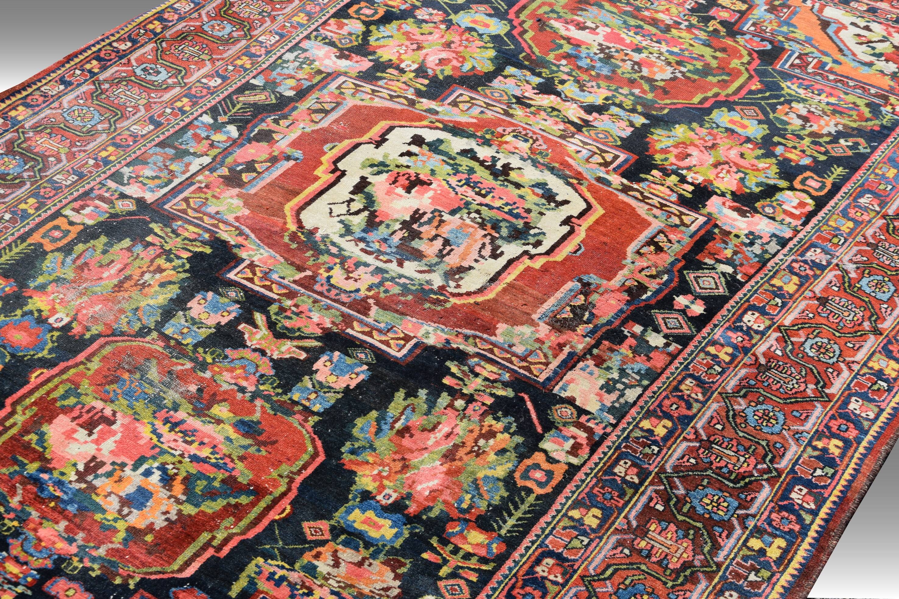 Antique Iranian Bakhtiar Faradombeh Oriental Rug: 3.37 x 2.13 Meters