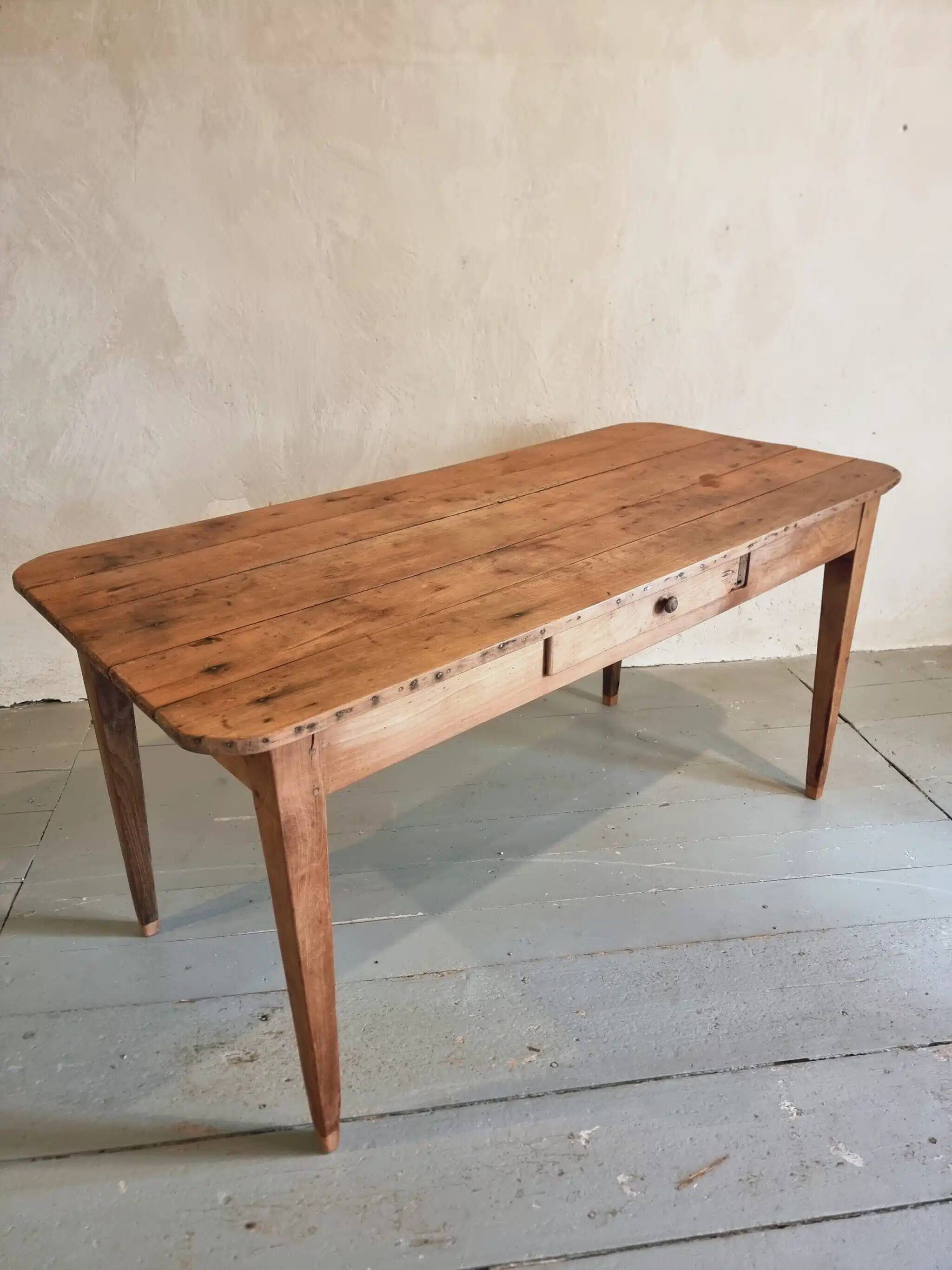 Antique French cherry wood dining table, early 20th century