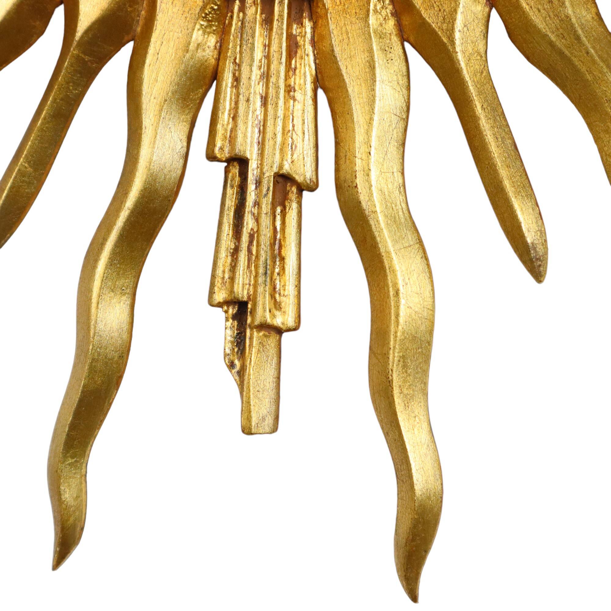 Large Wooden Sun Mirror Sunburst Butler Mirror Gold Witch Eye