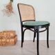 Chaises bistrot bois courbé noir, cannage et velours