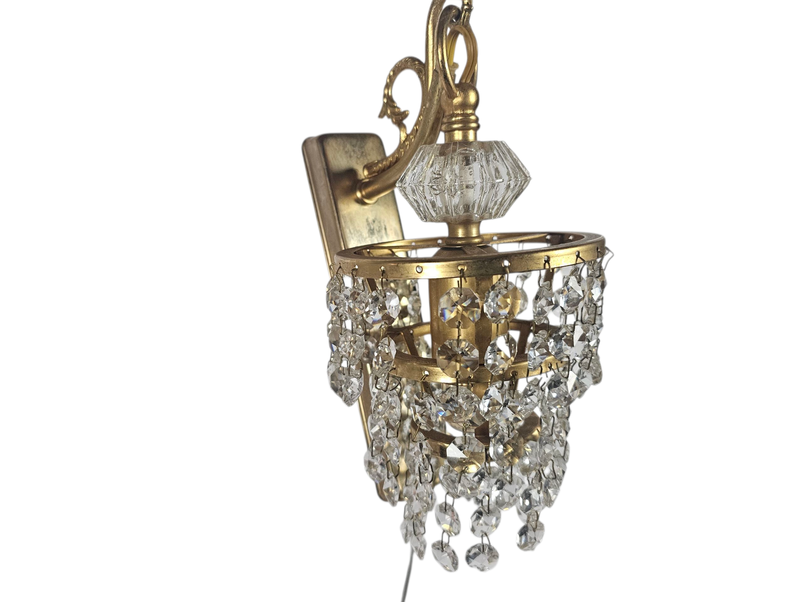 Massive - Hollywood Regency style - gold plated - crystal - Belgium - 70's