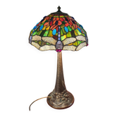 large bronze lamp from a foundry 1975 to 1980 with an antique glass shade 64x36