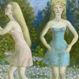 Portrait of young girls signed and dated 1991