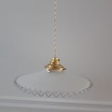 Pendant lamp in serrated opaline 40s