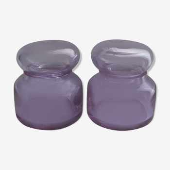 Pair of purple glass jars