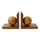 Pair of vintage bookends with polished wooden balls, Art Deco style