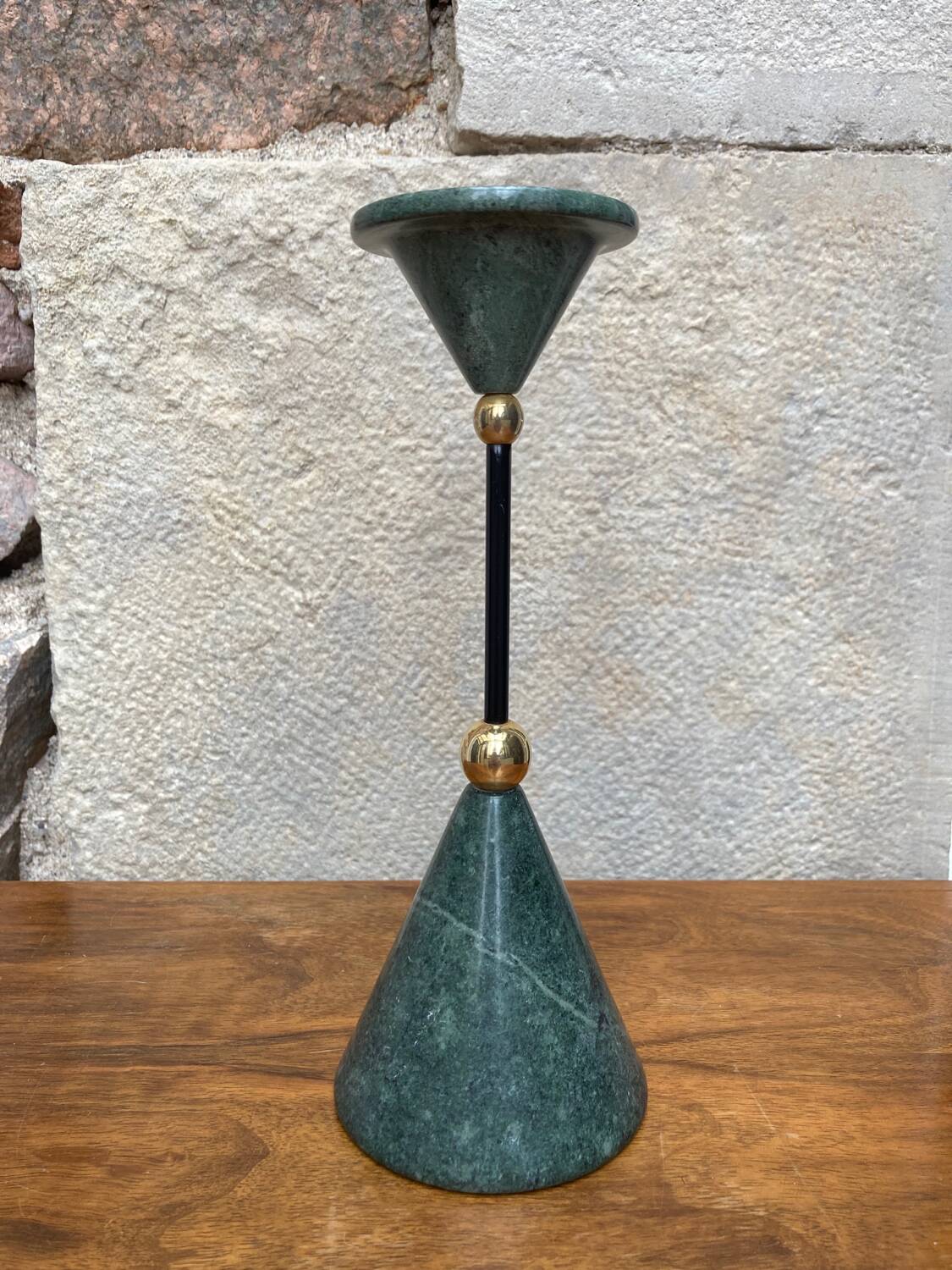 80s marble and brass candle holder