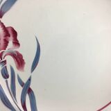 Grand Plat rond Ancien Modèle Iris Fleurs manufacture française signé Sarreguemines Vaisselle