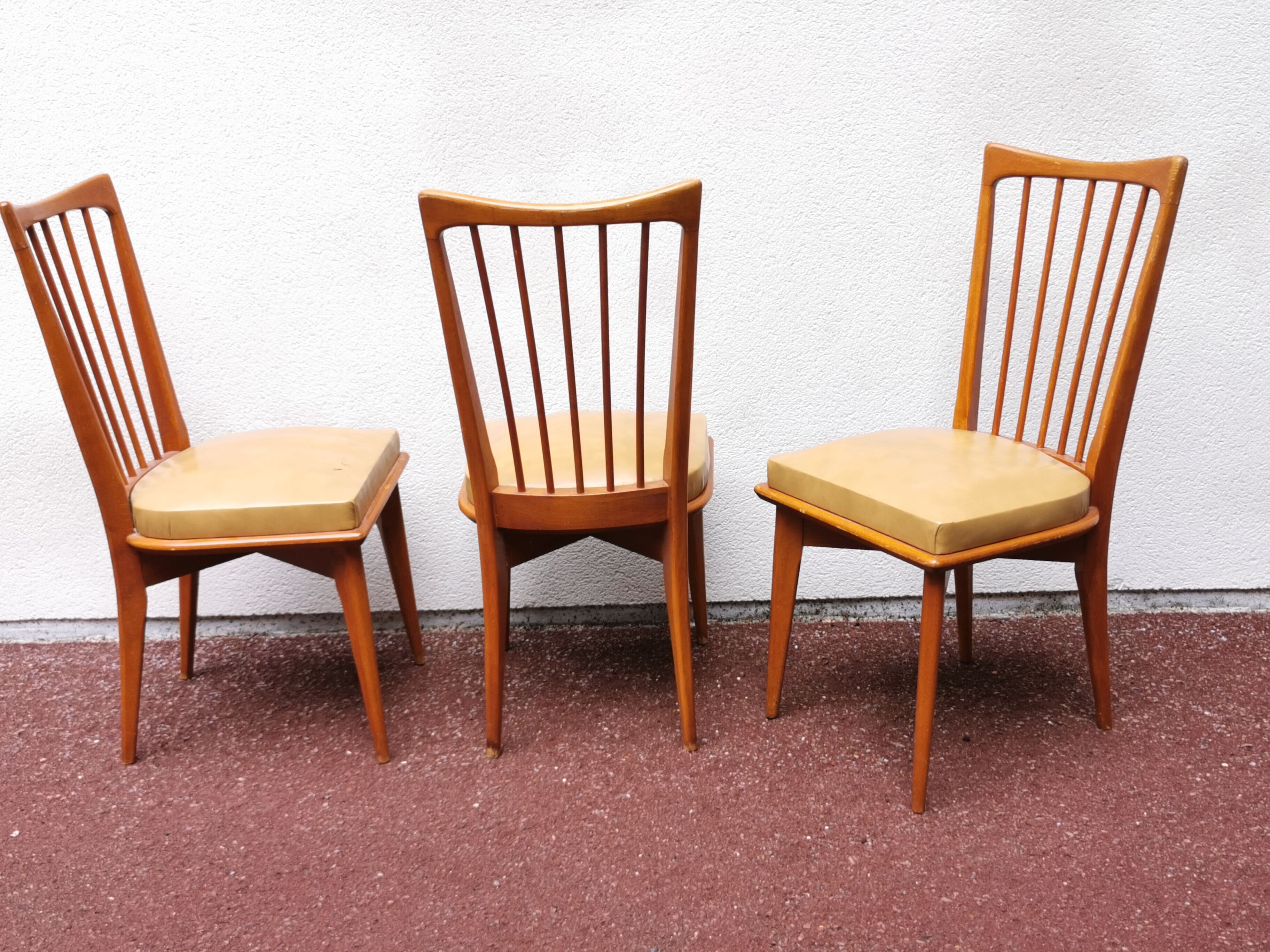 Series of 3 chairs vintage scandinavian style 60's 70's