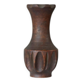 Sculpted wooden vase in Wabi-Sabi style from the 1960s.