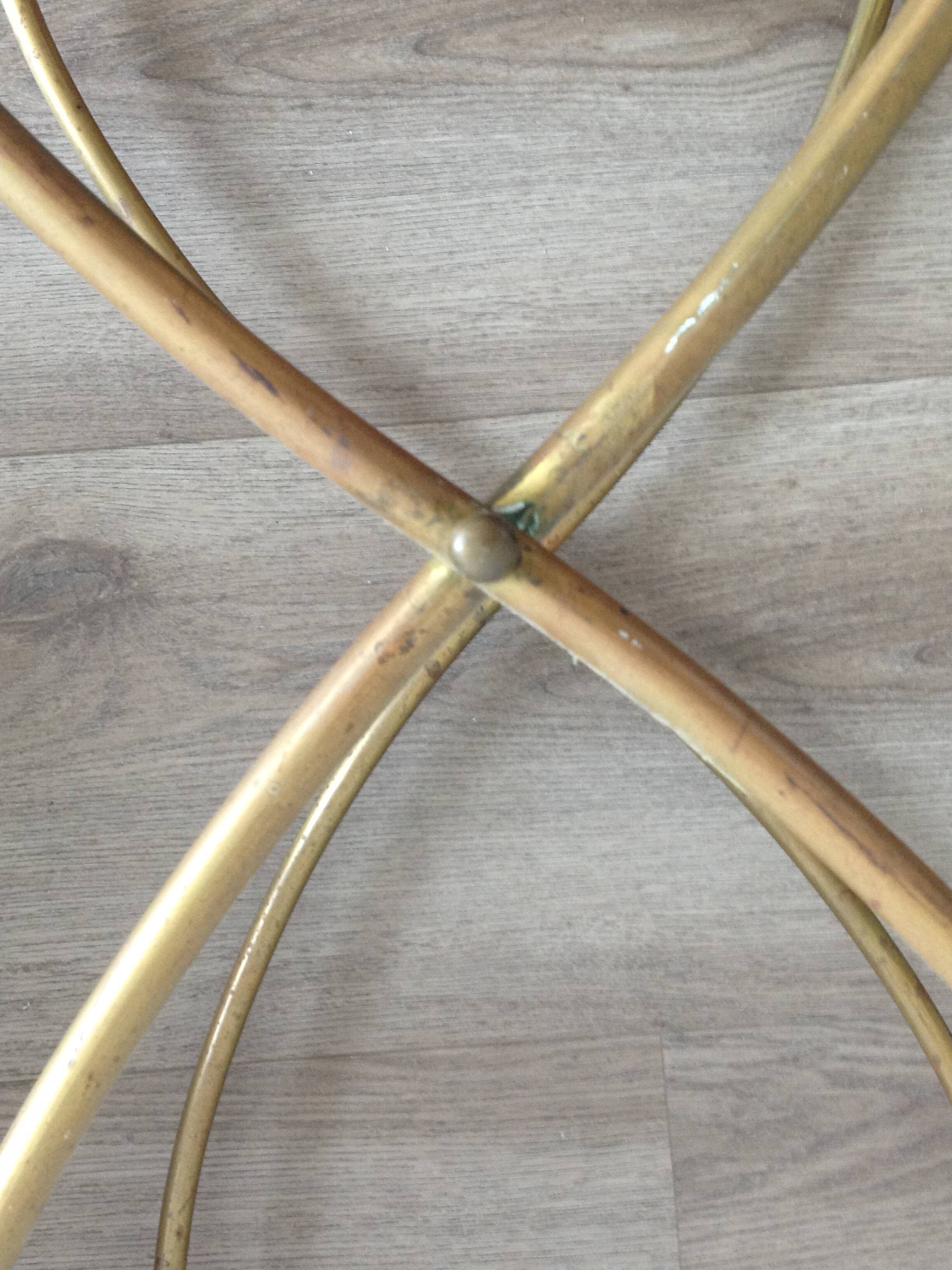 Table d'appoint laiton et plexiglass vintage