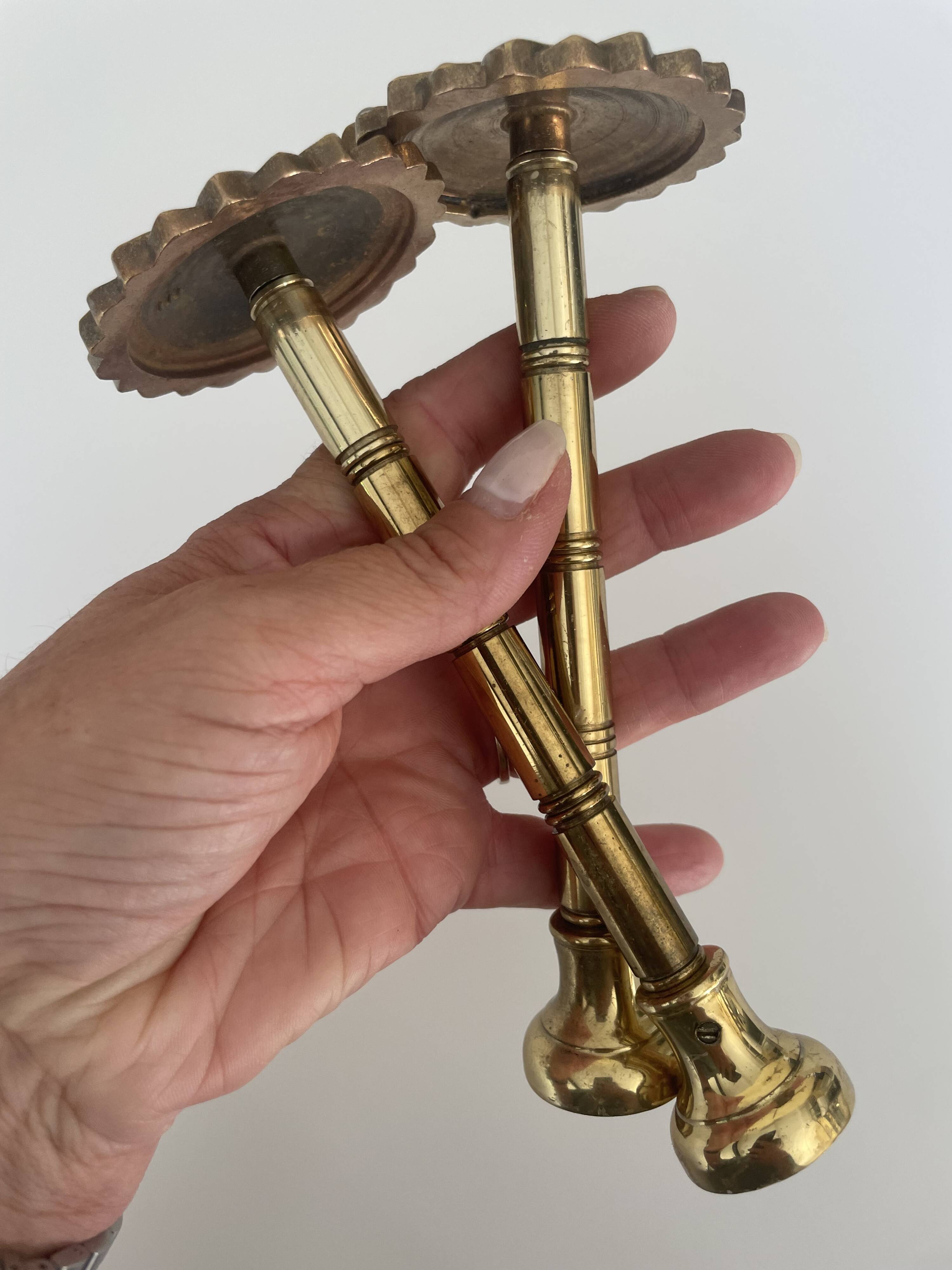 2 vintage gold brass hooks for coat rack or curtains