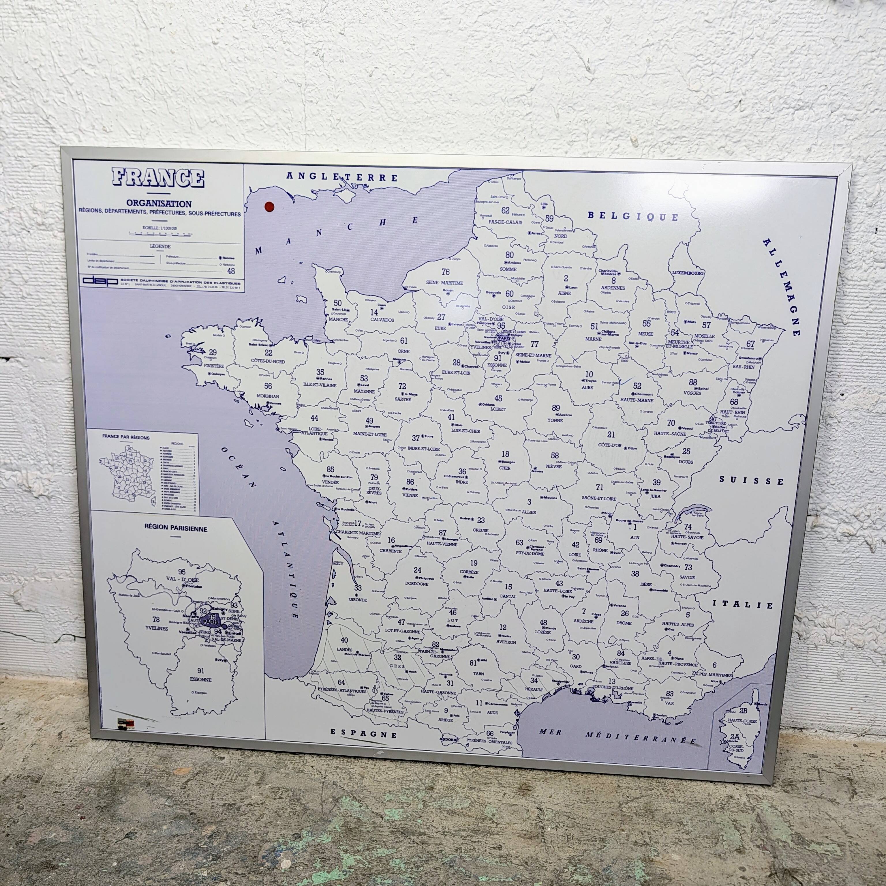 Carte de France administrative encadrée