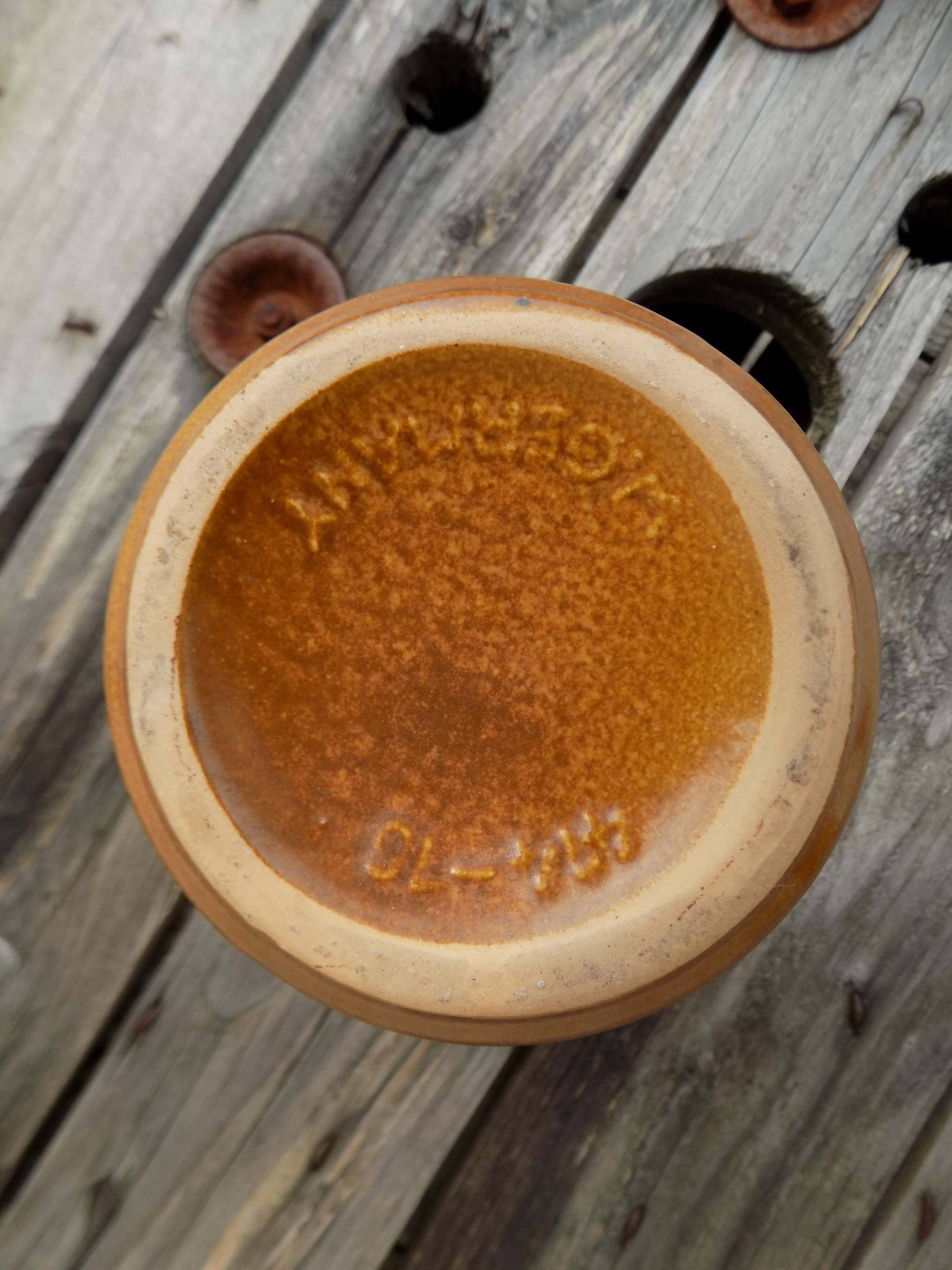 Striped stoneware vase