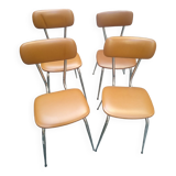 Set of 4 vintage chairs stainless steel feet 60s.