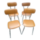 Set of 4 vintage chairs stainless steel feet 60s.