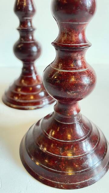 BOUGEOIRS Vintage Patinated Metal Candle Holders
