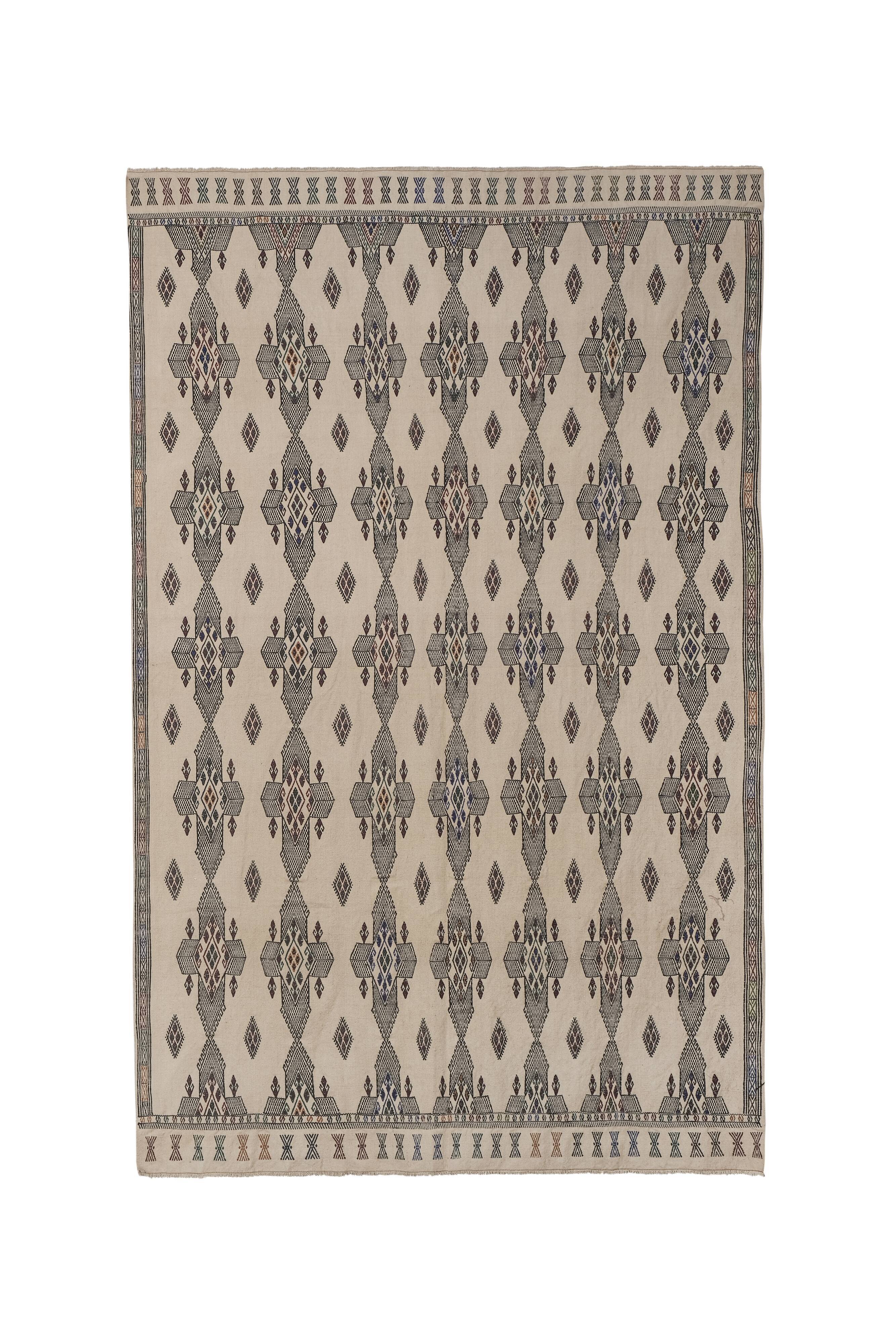 Handwoven Floral Pattern Needlepoint Kids Kilim Rug, Wall Hanging Decor