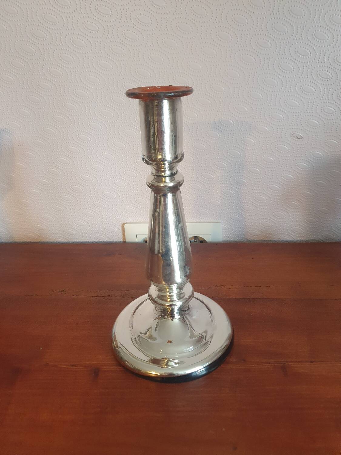 Vintage mercury glass candle holder