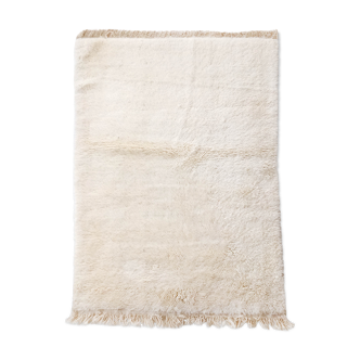 Tapis berbère marocain béni ouarain écru uni 170x110cm