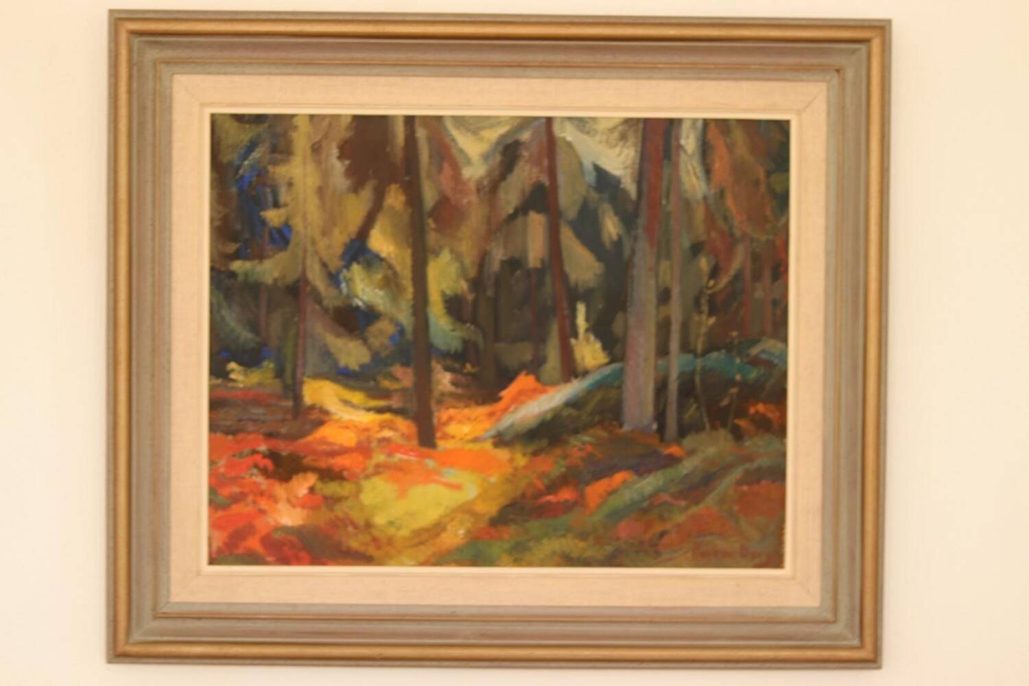 Original Mid Century Swedish Oil on Canvas – “Pine Forest” by Frans Be