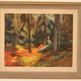 Original Mid Century Swedish Oil on Canvas – “Pine Forest” by Frans Be