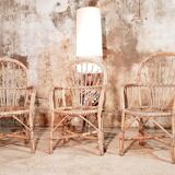 Three vintage rattan chairs