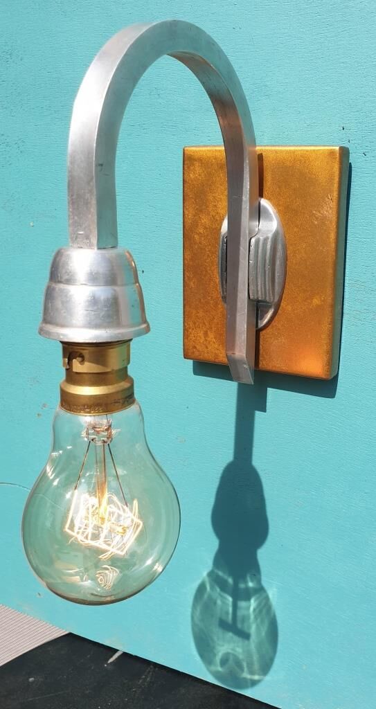 Pair art deco aluminum sconces