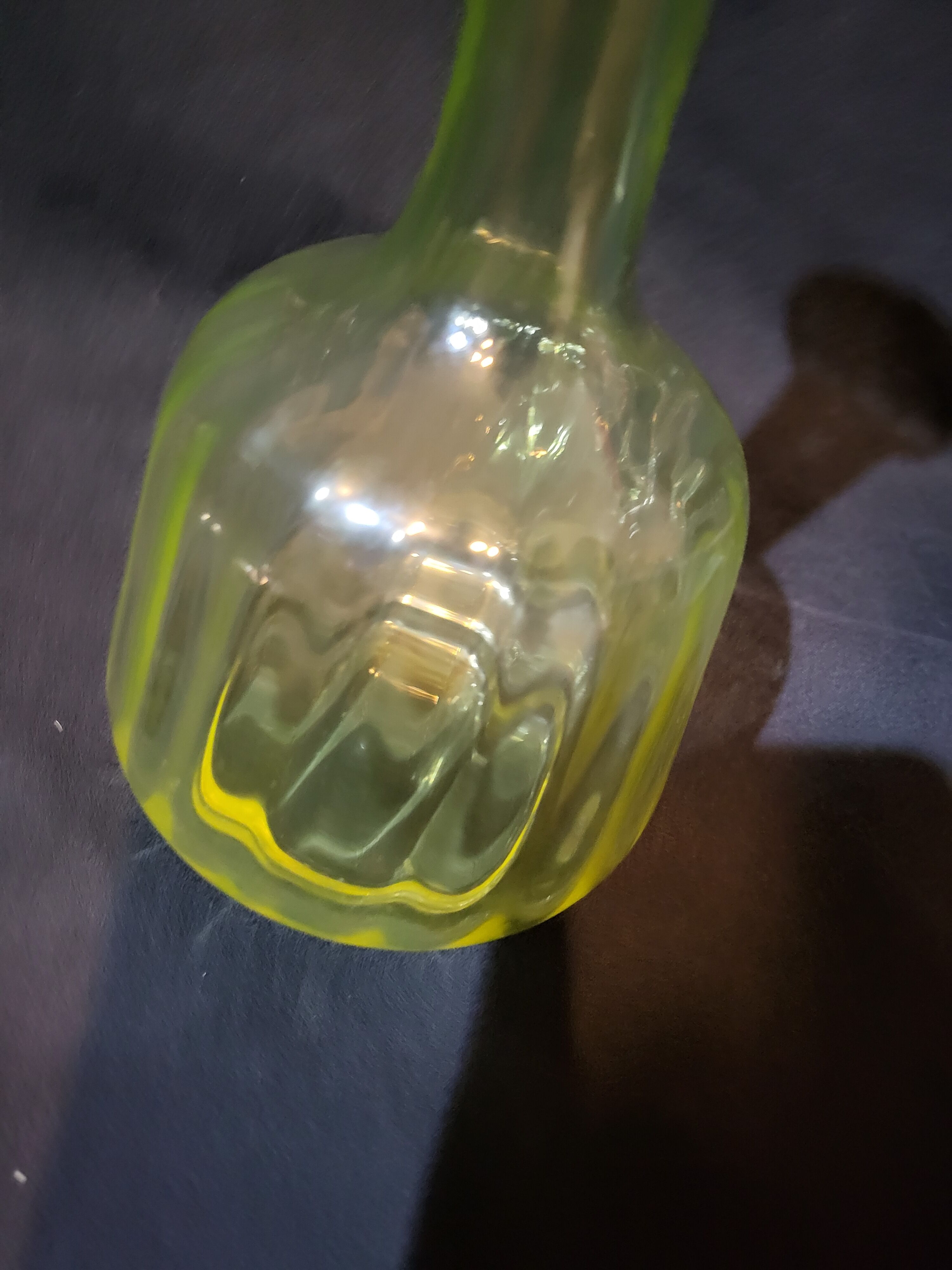 Old carafe yellow uralin