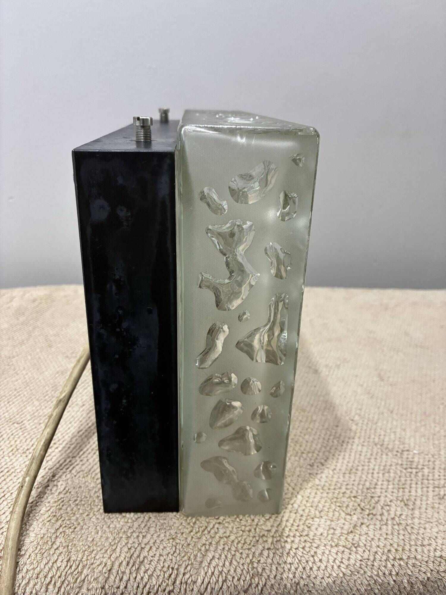 BEGA brutalist wall or ceiling light, pressed glass, 1960s-70s