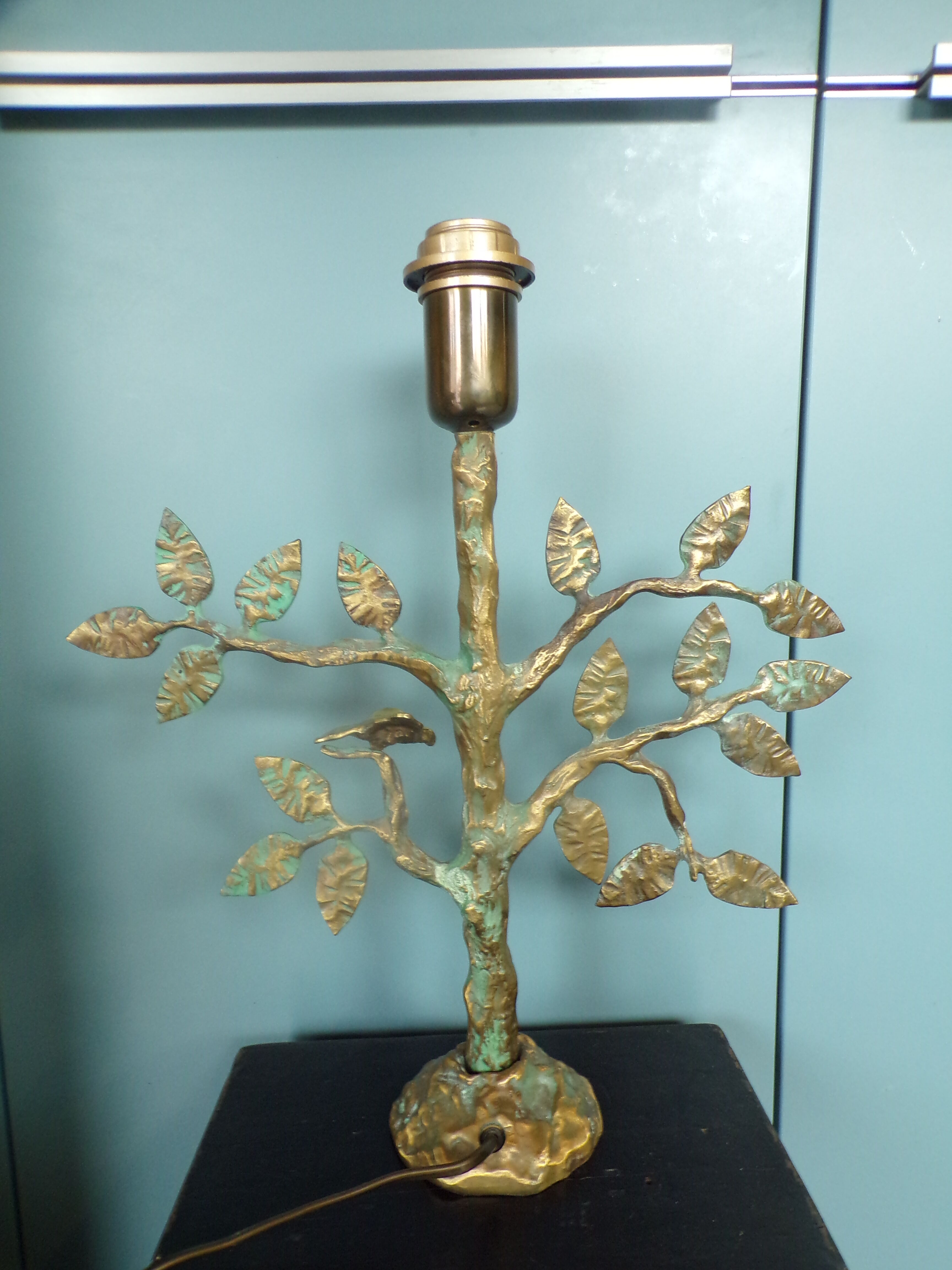 Brutalist bronze tree lamp